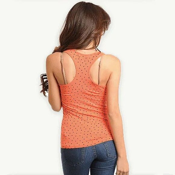 *Clearance* Margret by Be Cool Orange Polka Dot Top - Picture 3 of 3